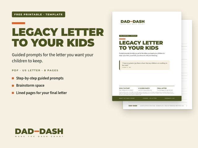 Cover of the Dad-Dash Legacy Letter to Your Kids PDF